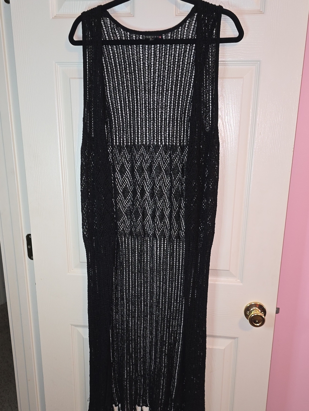 Forever 21 Black Crochet Vest with Heart Tag